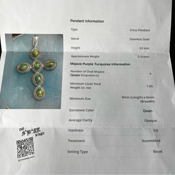 🔥 NWT Mojave Green Turquoise Cross Pendant Necklace - Picture 7 of 7